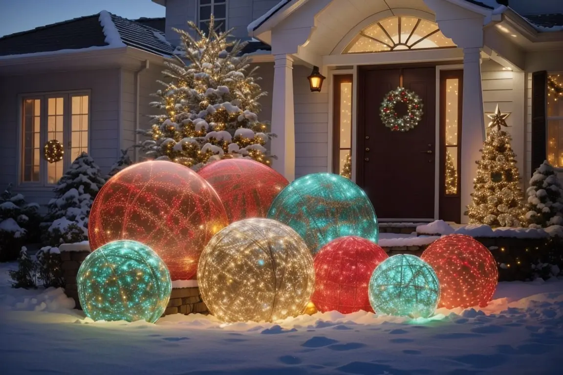 Large Outdoor Lighted Christmas Balls Decoration