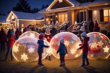 Large Outdoor Lighted Christmas Balls Decoration